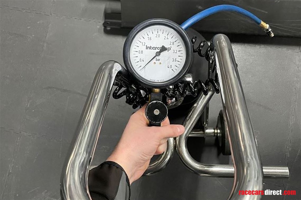 Single carbon dive bottle on trolley