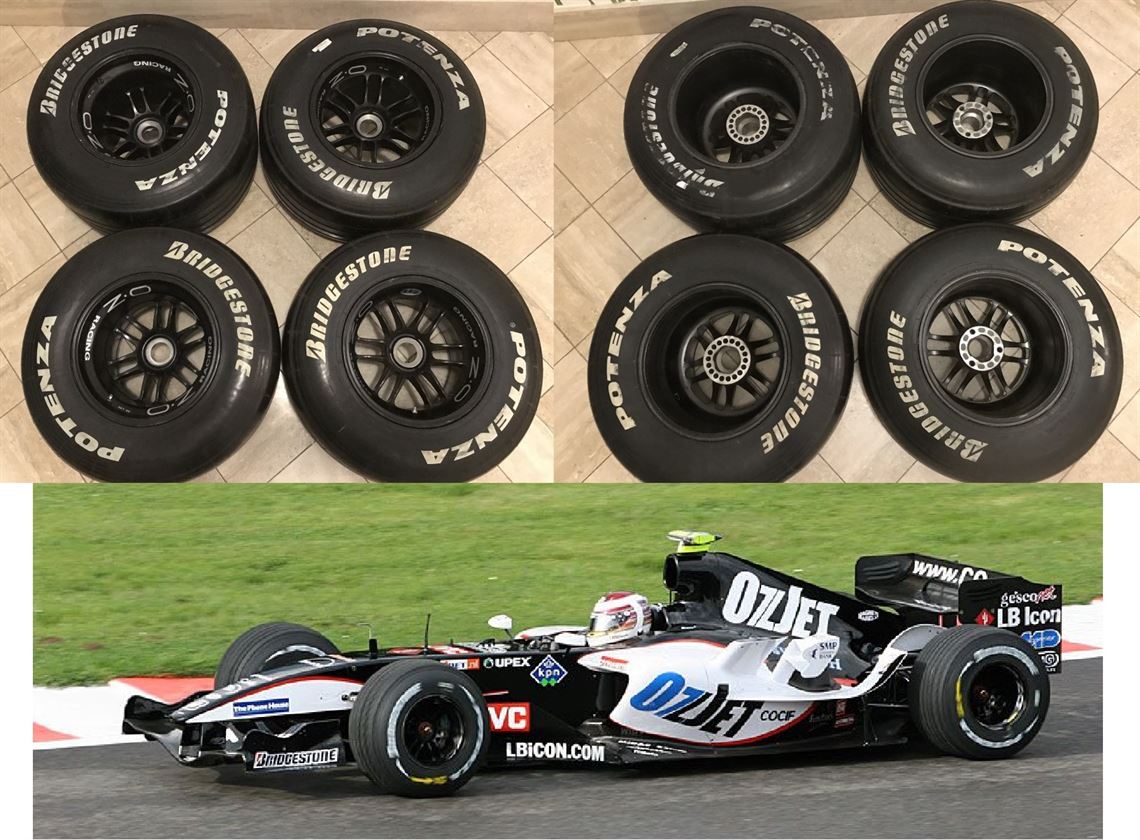 Racecarsdirect.com - F1 Minardi wheel 2005 Set OZ Rims + Bridgestone Tyre