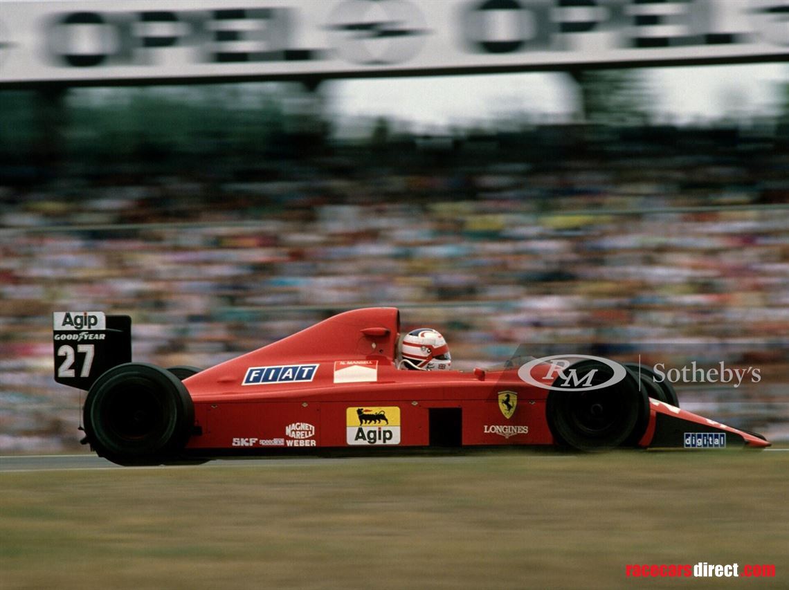 Nigel Mansell drives past the Hockenheim stands in the Ferrari 640, “chassis 109”, on 30 July 1989. Formula One Pictures / John Townsend 2010