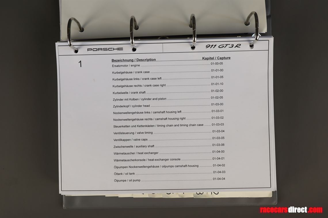 Porsche 996 GT3R Spare Parts Catalogue
