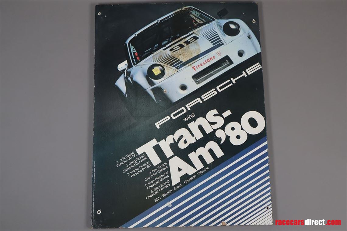 Racecarsdirect.com - Porsche wins Trans-Am`80 Poster on Hardboard