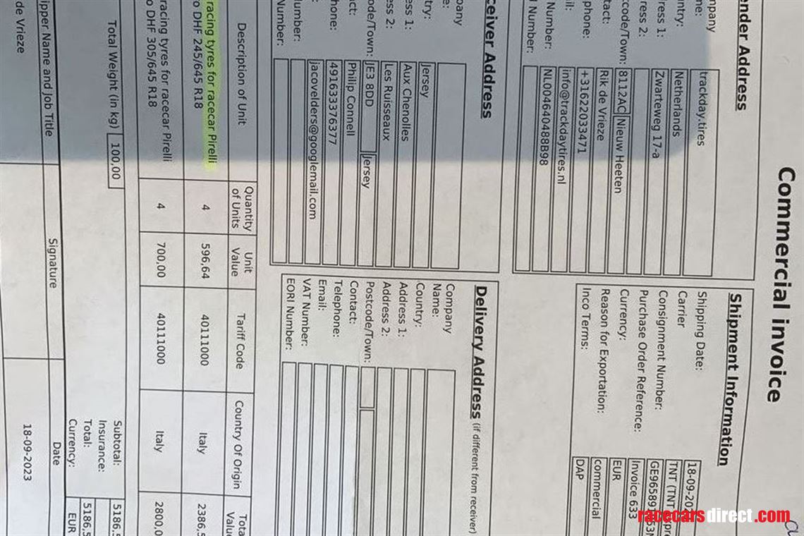 Ferrari Challenge Pirelli Slick Tyres