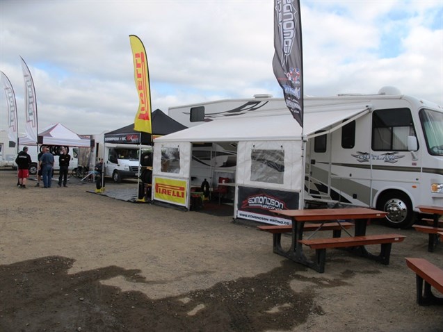 Racecarsdirect.com - Damon Outlaw Race truck / Motorhome. Rear garage ...